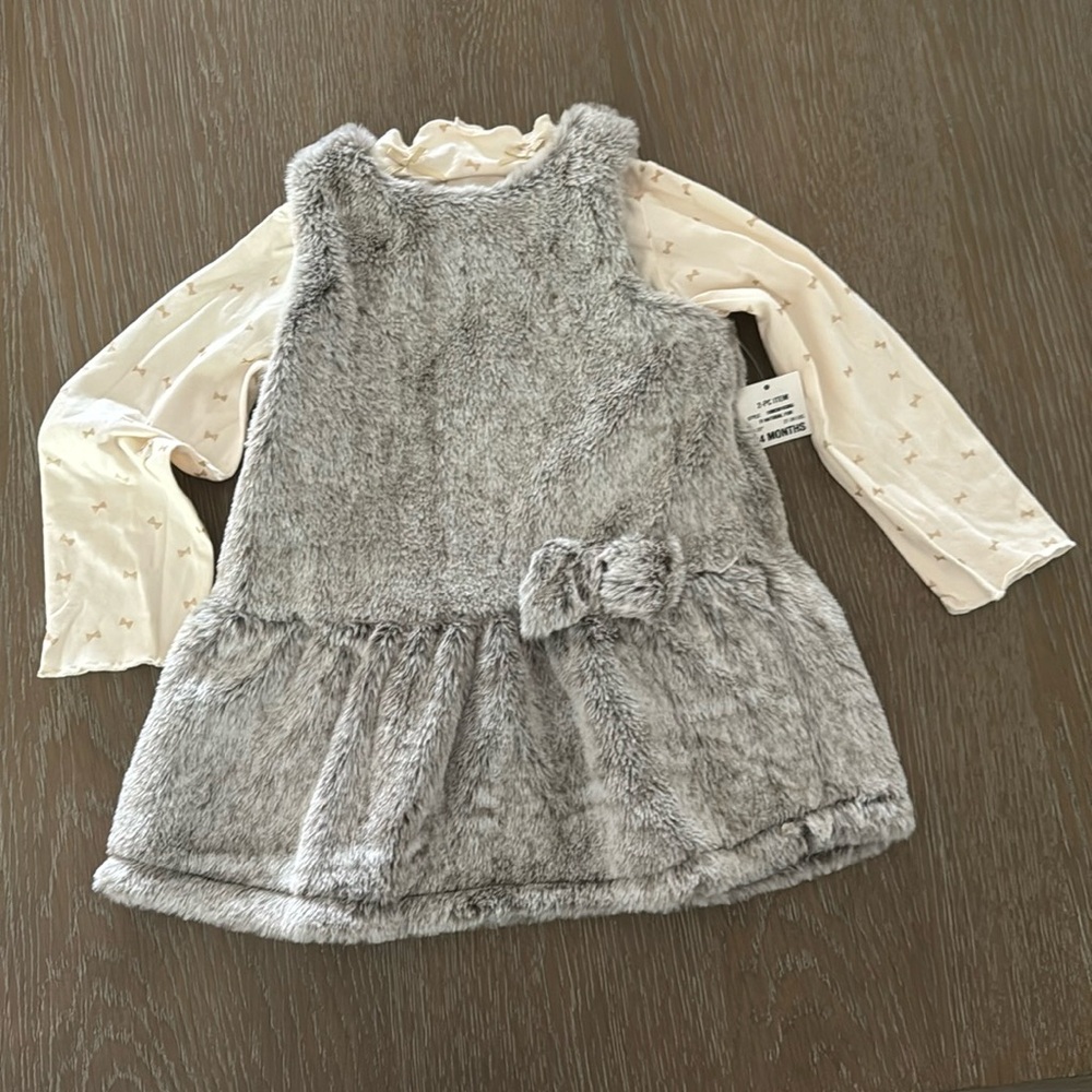 First Impressions 2 piece faux fur dress